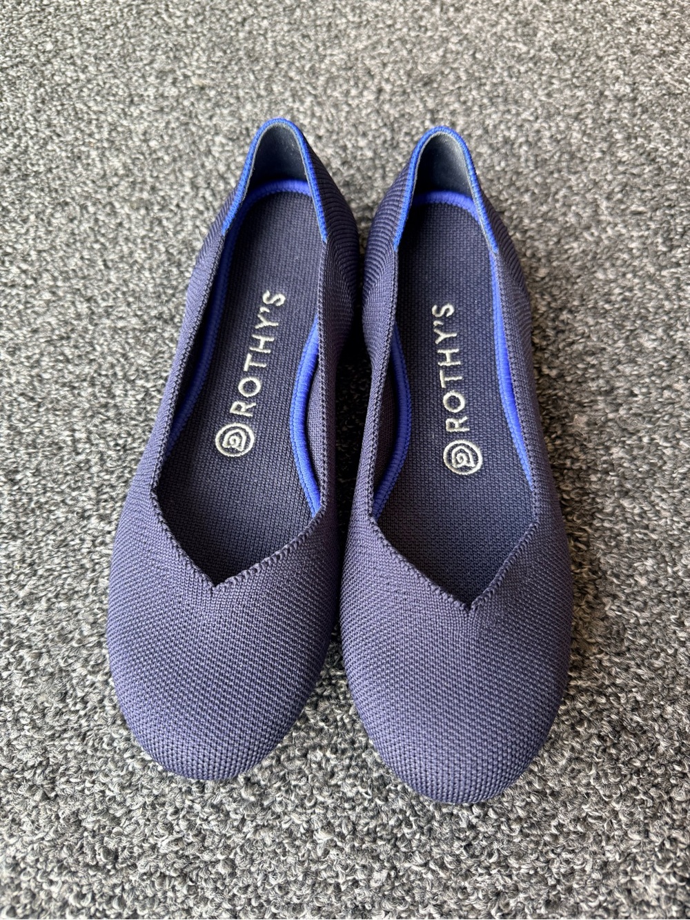 Rothy's Navy Rounded Toe Knit Ballet Flats